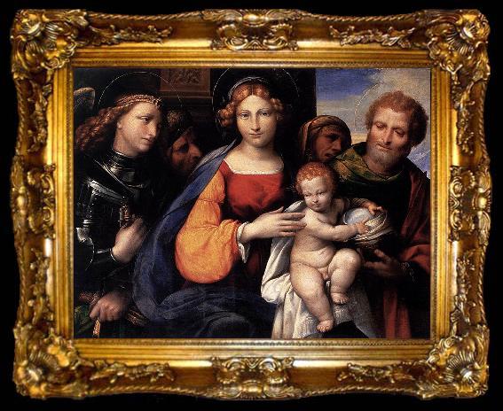framed  Girolamo di Benvenuto Virgin and Child with Saints Michael and Joseph, ta009-2